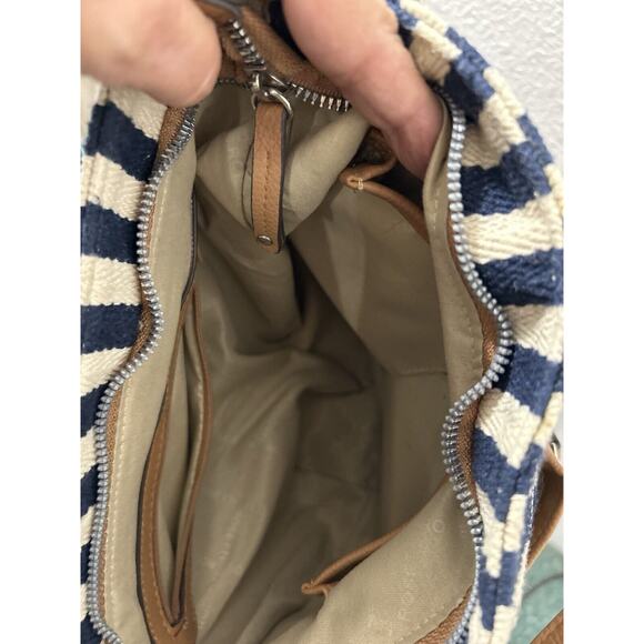 Rosetti Astrid Mini Herringbone Blue & White Stripe Crossbody Bag Leather‎ Trim - Picture 6 of 7